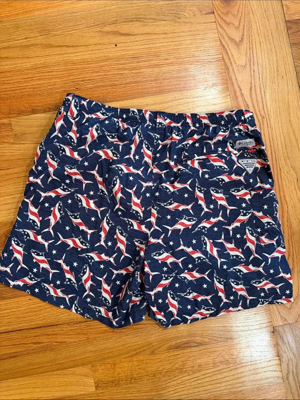 Men's Columbia Navy Shark Print Swim Trunks